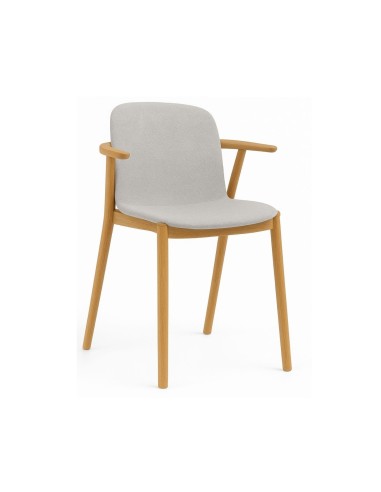 Chaise en tissu avec accoudoirs et pieds en bois – Relief Wood