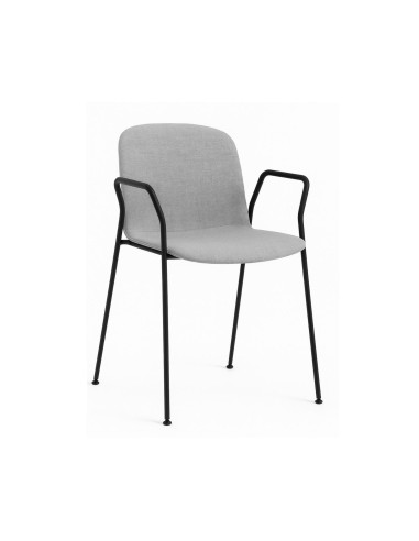 Chaise tapissée avec accoudoirs en métal pour réunion ou accueil – Relief Tissu A