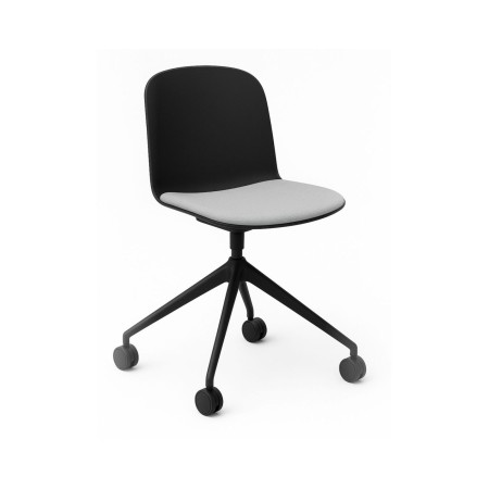 Chaise Relief pivotante avec roulettes et assise tissu