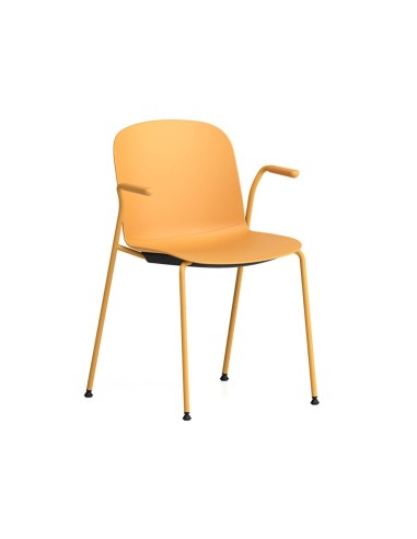 Chaise Relief 4 pieds avec accoudoirs – vue de face – finition jaune