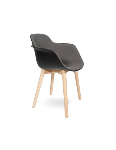 Chaise design bois avec coque tapissée tissu – Sicla