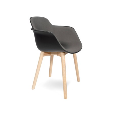 Chaise design bois avec coque tapissée tissu – Sicla