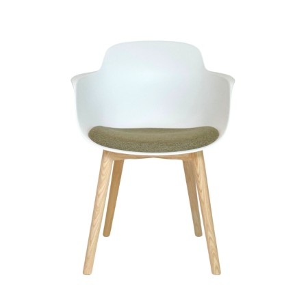 Chaise coque plastique avec assise tissu et pieds bois – Sicla Wood