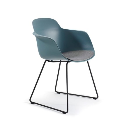 Chaise de réunion Sicla – assise tissu gris – pieds traîneau acier