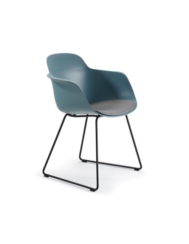 Chaise de réunion Sicla – assise tissu gris – pieds traîneau acier