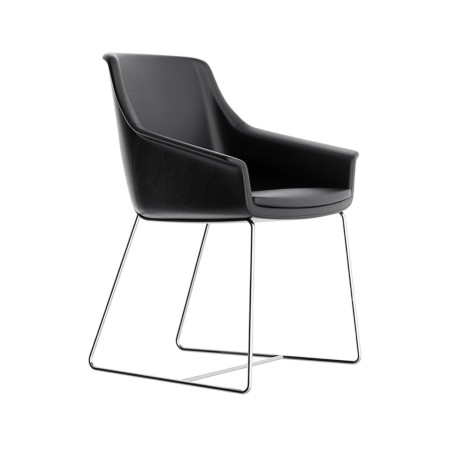 Fauteuil de conférence traineau en cuir - Jera - 135 023 SLF