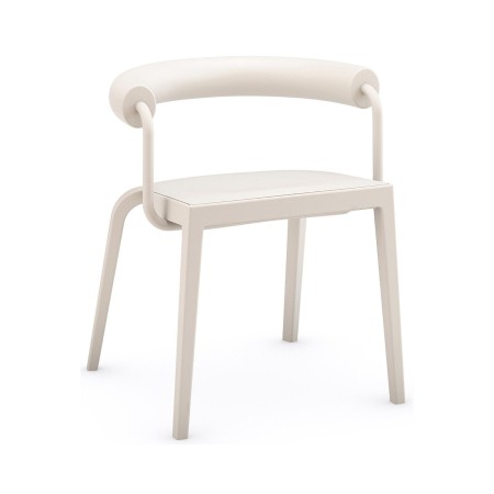 Chaise BI 20’s design blanc cassé en plastique avec dossier arrondi