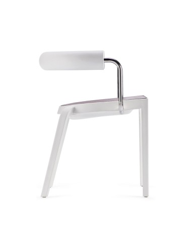 Chaise BI 20’s design blanc en plastique vue de côté