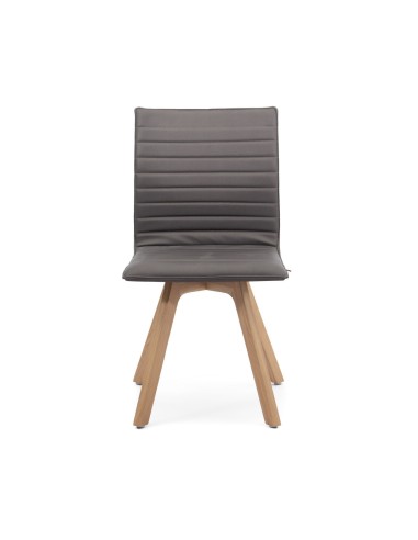 Chaise de réunion avec assise tapissée et piètement bois vue de face Orte