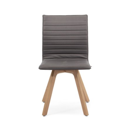 Chaise de réunion avec assise tapissée et piètement bois vue de face Orte