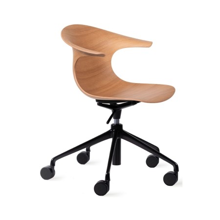 Chaise de réunion réglable Loop 3D Wood en bois avec piétement à 5 roulettes