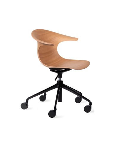 Chaise de réunion réglable Loop 3D Wood en bois avec piétement à 5 roulettes