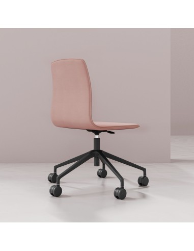 Chaise Orte avec roulettes et assise rose pour bureaux et espaces de formation