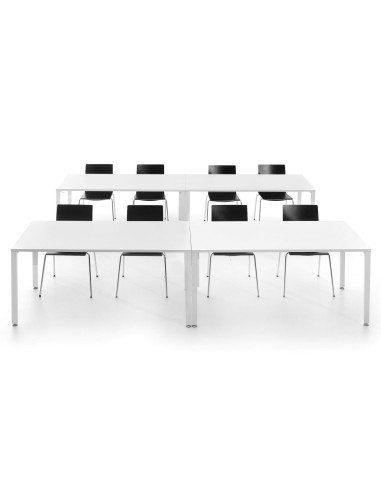 Table de conférence avec chaises Orte noires avec pieds en métal