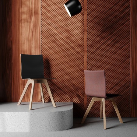 Ambiance design de la chaise Orte avec pieds en bois et assise rembourrée