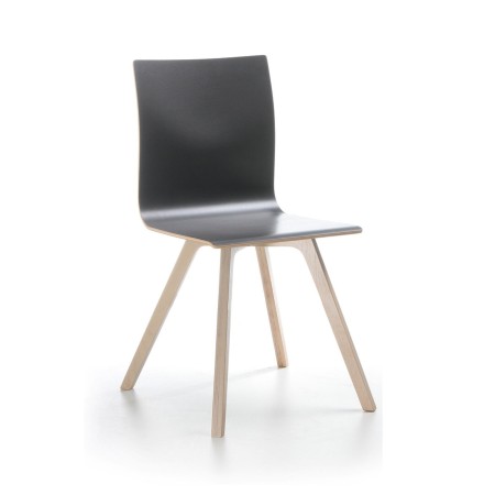 Chaise Orte en bois pour salle de réunion et cafétéria noir