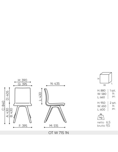 Chaise Orte piètement bois pour espaces collectifs