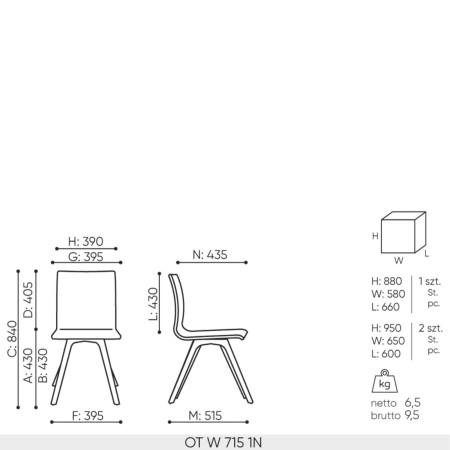 Chaise Orte piètement bois pour espaces collectifs