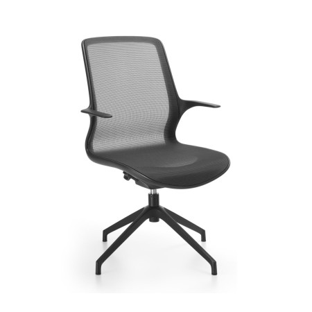 Chaise de réunion Ovidio pivotante en résille respirante noire