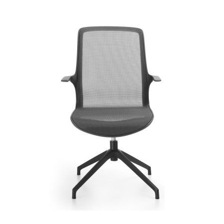 Vue de face de la chaise ovidio avec dossier en maille pour réunion et conférence