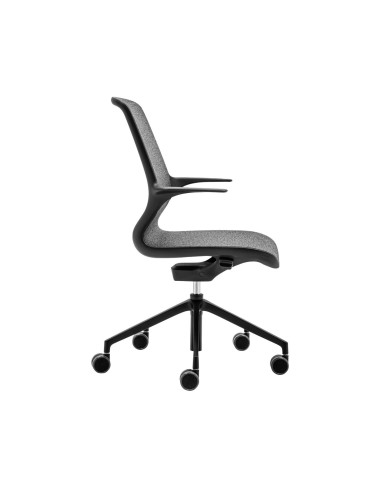 Chaise de bureau Ovidio pivotante en tissu – vue de profil.