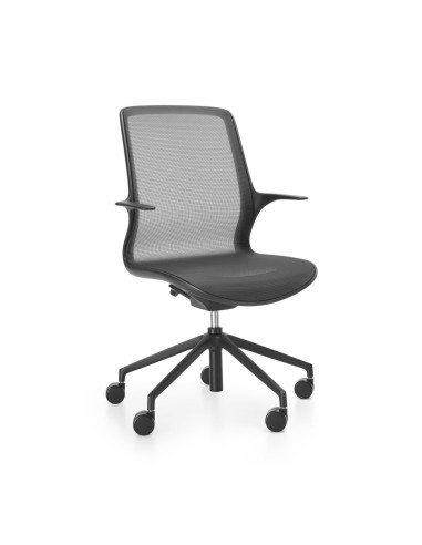 Chaise Ovidio en maille respirante pour espaces professionnels suisse avec roulettes