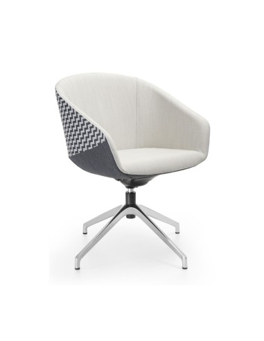 Fauteuil de réunion Oxco OX 4R pivotant rembourré noir et blanc