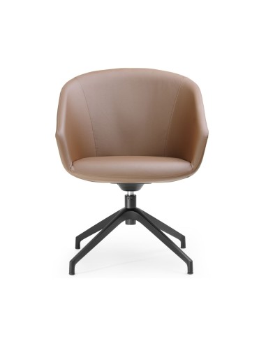 Fauteuil de réunion pivotant rembourré avec base 4 branches et mécanisme 3D de face