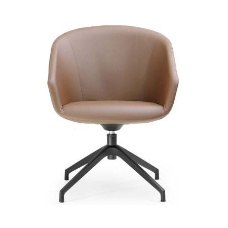 Fauteuil de réunion pivotant rembourré avec base 4 branches et mécanisme 3D de face
