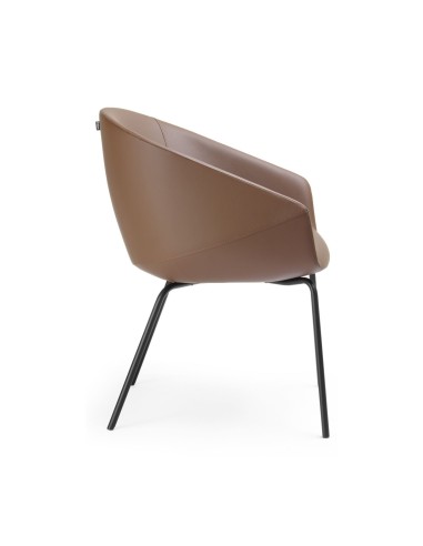 Chaise de réunion et d’accueil design rembourrée Oxco profil cuir brun