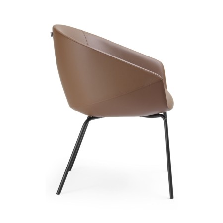 Chaise de réunion et d’accueil design rembourrée Oxco profil cuir brun