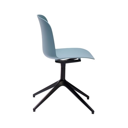 Chaise pivotante Relief 4 branches aluminium – coque bleue – vue de profil
