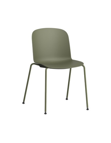 Chaise verte en plastique et acier pour bureau et espaces pro - Relief