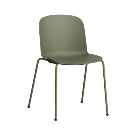 Chaise verte en plastique et acier pour bureau et espaces pro - Relief