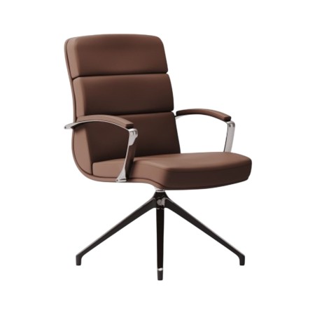 Fauteuil de conférence en cuir avec piétement étoile - Scena - Las Mobili