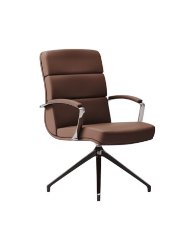 Fauteuil de conférence en cuir avec piétement étoile - Scena - Las Mobili