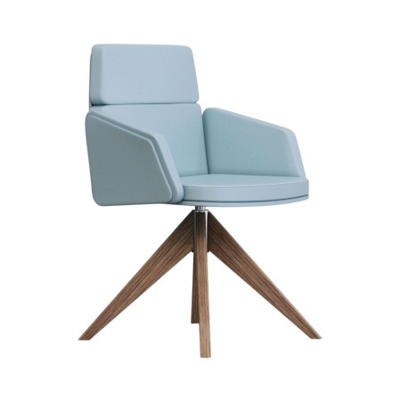 Chaise de réuion en cuir et avec piétement en bois massif - Lead - 141 096