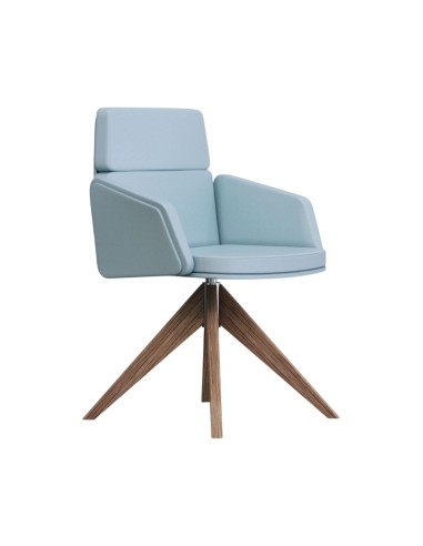 Chaise de réuion en cuir et avec piétement en bois massif - Lead - 141 096