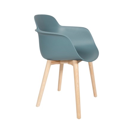 Chaise moderne et chaleureuse en bois et plastique bleu - confortable et accueillant Sicla