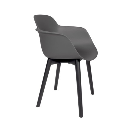 Vue de profil de la chaise Sicla noir en bois et plastique - bureau
