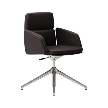 Chaise de conférence en cuir et piétement brillant - Lead - Las Mobili - 141 095