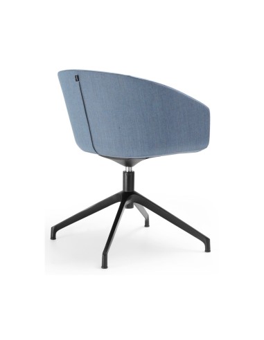 Chaise de réunion pivotante design avec piétement 4 branches en aluminium Oxco en bleu