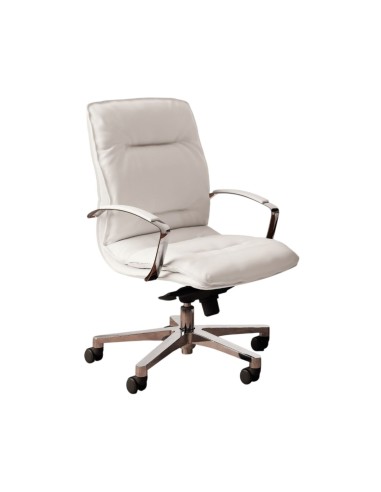 Chaise de réunion en cuir très confortable sur roulettes - Formen - Las Mobili