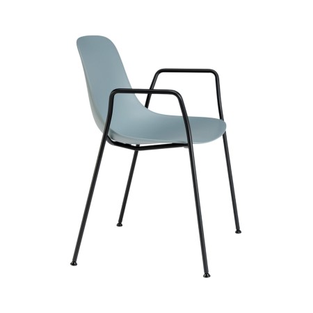 Chaise design Pure Loop Mono avec accoudoirs – coque bleue et pieds noirs