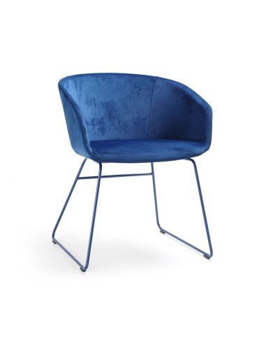 Chaise de réunion élégante OX S 270 structure en tringle velours bleu