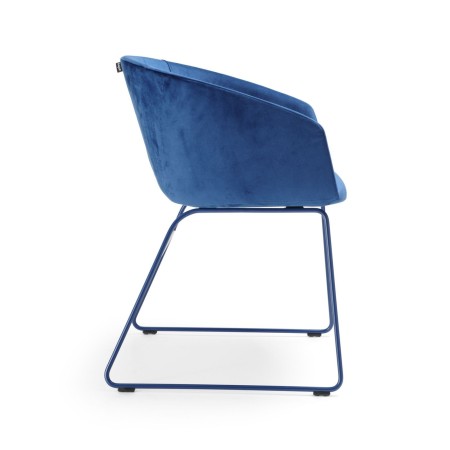 Chaise Oxco bleue en velours et métal pieds de luge pour réunions