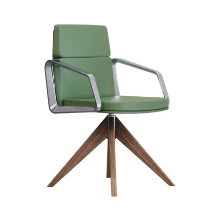 Chaise de réuion en cuir avec piétement en bois - Lead - 141 090 - Las Mobili