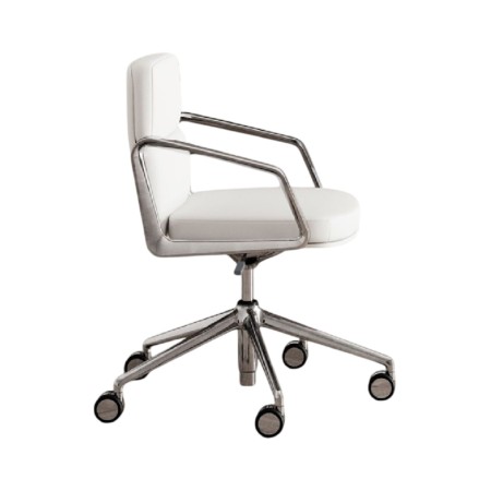 Siège de réunion en cuir naturelle sur roulettes - Lead - Las Mobili - 141 088