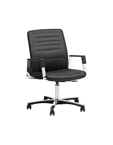 Chaise de réunion en cuir avec surpiqures et accoudoirs design - Neochair