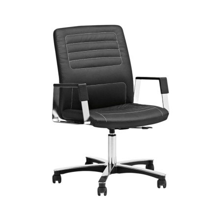 Chaise de réunion en cuir avec surpiqures et accoudoirs design - Neochair